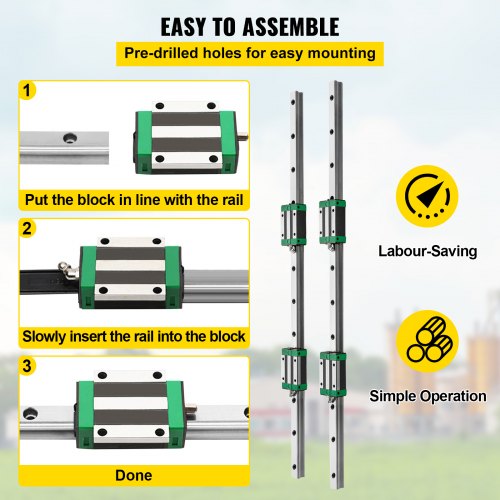 Linear Guide Rail 2Pcs HGR201500mm Linear Slide Rail with 1Pcs