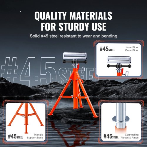 Roller Stand 2500 LBS Load 27.6"-52" Height Adjustable 45# Steel Foldable