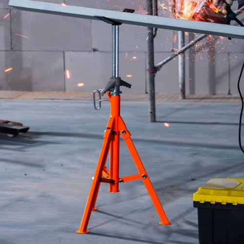 Pipe Stand, 2500LBS Heavy Duty Pipe Jack Stands, 27.2"-52" Height Adjustable V Head Pipe Stand, 45# Steel Folding Jack Stand for 1/2-12 inches Pipes