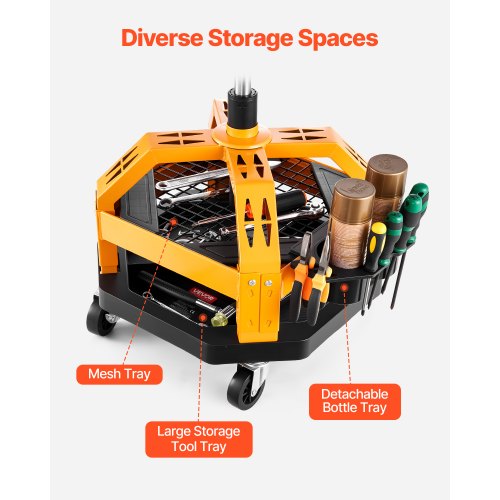 Rolling Shop Stool HeavyDuty Pneumatic Garage Seat with 300 lbs Capacity