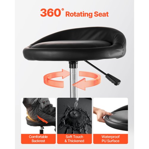 Rolling Shop Stool HeavyDuty Pneumatic Garage Seat with 300 lbs Capacity