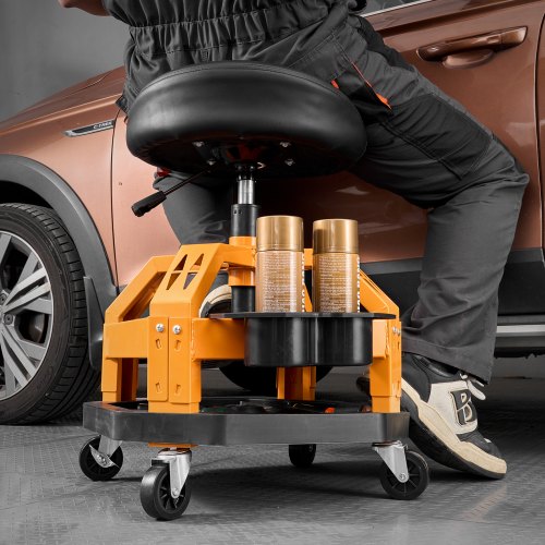 Rolling Shop Stool HeavyDuty Pneumatic Garage Seat with 300 lbs Capacity
