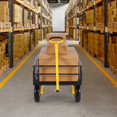 1200 Lbs Steel Garden Cart Heavy Duty Pullable Garden Wagon Yard Cart 2 in 1