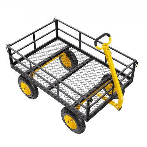 1200 Lbs Steel Garden Cart Heavy Duty Pullable Garden Wagon Yard Cart 2 in 1