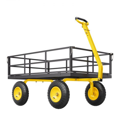 1200 Lbs Steel Garden Cart Heavy Duty Pullable Garden Wagon Yard Cart 2 in 1