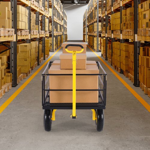 1400 Lbs Steel Garden Cart Heavy Duty Pullable Garden Wagon Yard Cart 2 in 1