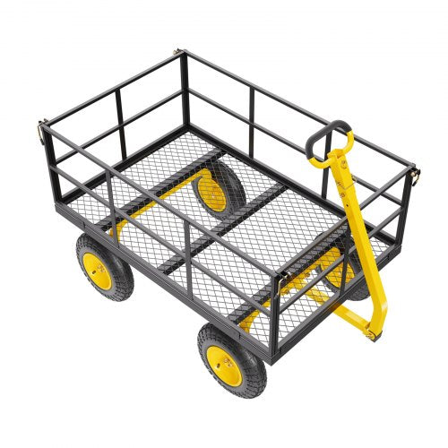 1400 Lbs Steel Garden Cart Heavy Duty Pullable Garden Wagon Yard Cart 2 in 1
