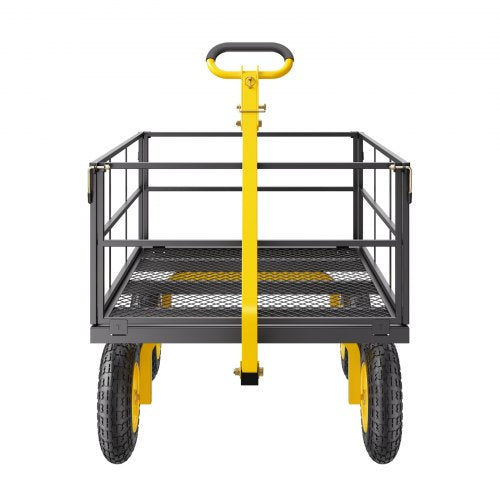1400 Lbs Steel Garden Cart Heavy Duty Pullable Garden Wagon Yard Cart 2 in 1