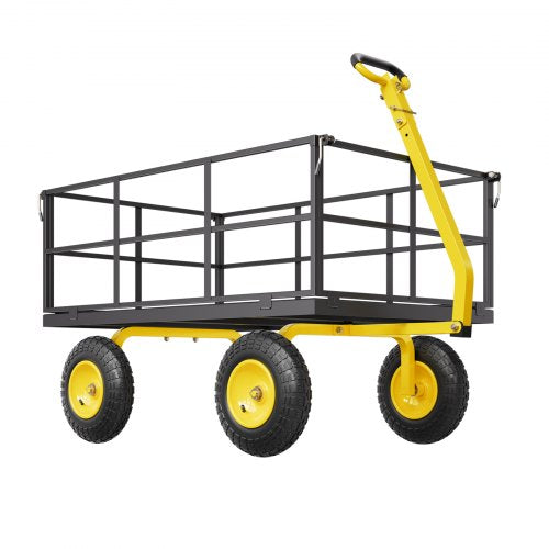 1400 Lbs Steel Garden Cart Heavy Duty Pullable Garden Wagon Yard Cart 2 in 1