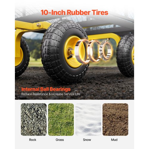 500 Lbs Steel Garden Cart Heavy Duty Garden Wagon Cart Pullable on Wheels