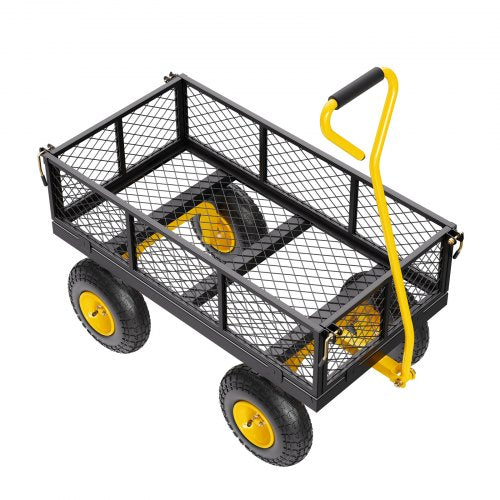 500 Lbs Steel Garden Cart Heavy Duty Garden Wagon Cart Pullable on Wheels