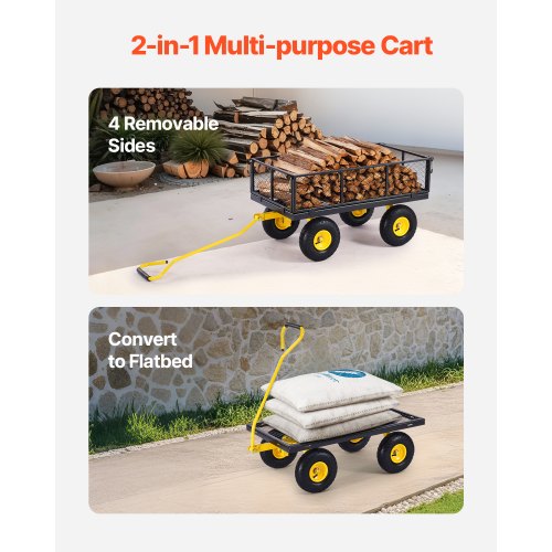 900 Lbs Heavy Duty Steel Garden Cart Garden Wagon Cart on Wheels Outdoor