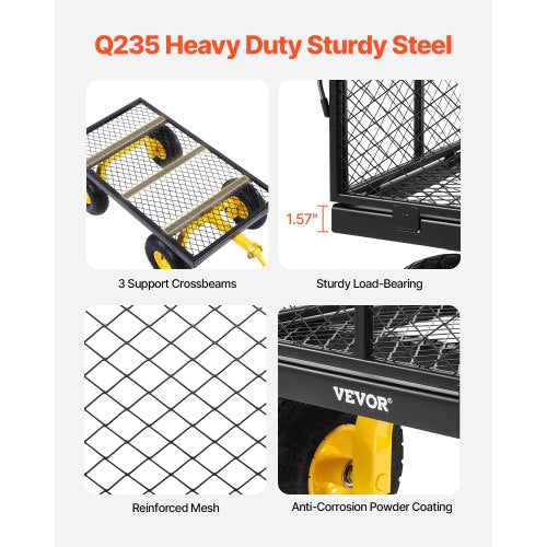 900 Lbs Heavy Duty Steel Garden Cart Garden Wagon Cart on Wheels Outdoor