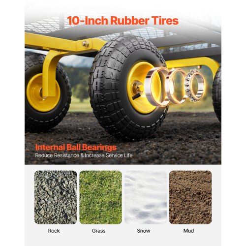 900 Lbs Heavy Duty Steel Garden Cart Garden Wagon Cart on Wheels Outdoor
