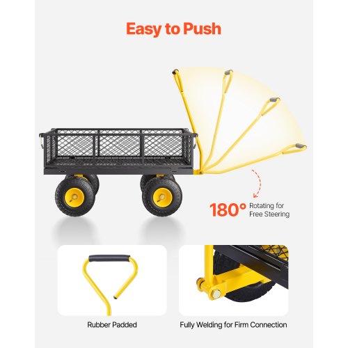 900 Lbs Heavy Duty Steel Garden Cart Garden Wagon Cart on Wheels Outdoor