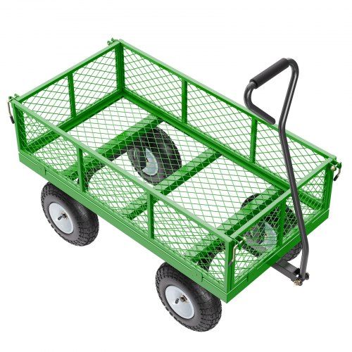 900 Lbs Steel Garden Cart on Wheels Heavy Duty Pullable Garden Wagon Yard