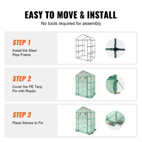 Walkin Green House 46 x 24 x 6.7 ft Greenhouse with Shelves High