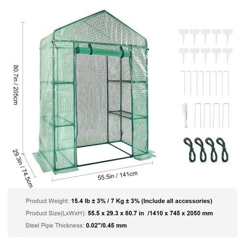 Walkin Green House 46 x 24 x 6.7 ft Greenhouse with Shelves High