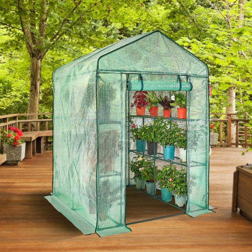 Walkin Green House 46 x 46 x 6.6 ft Greenhouse with Shelves High