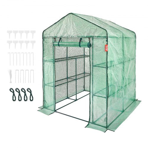 Walkin Green House 46 x 46 x 6.6 ft Greenhouse with Shelves High