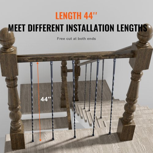 Staircase Metal Balusters 44 x 12 Galvanized Steel Decorative Banister