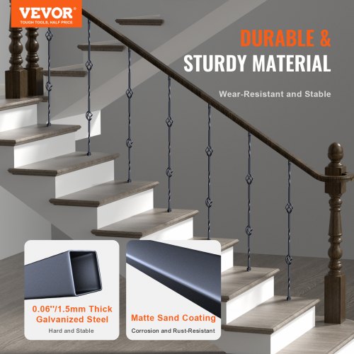 Staircase Metal Balusters 44 x 12 Galvanized Steel Decorative Banister