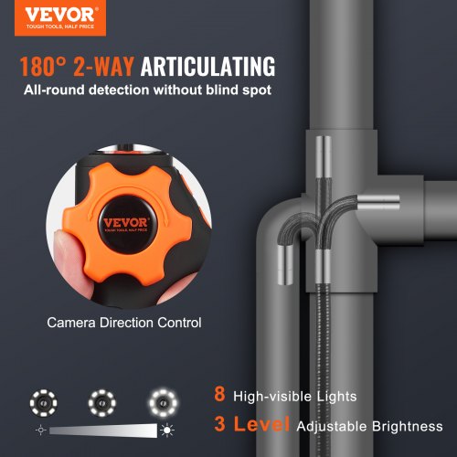 TwoWay Articulating Borescope with Light Inspection Camera with 025