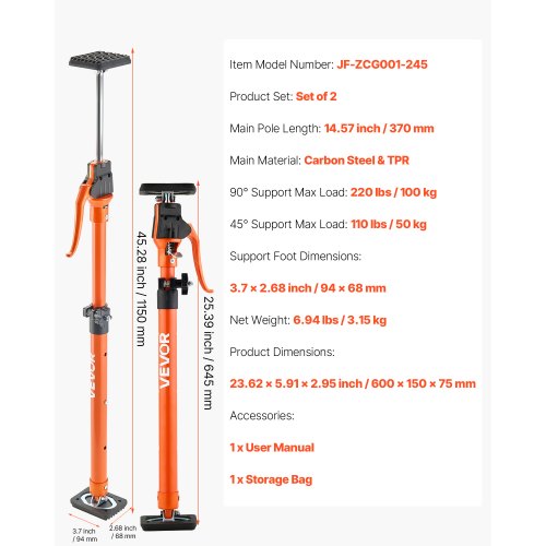Cabinet Jack Support Pole 2Pack 254453 Inch Steel Telescopic Quick