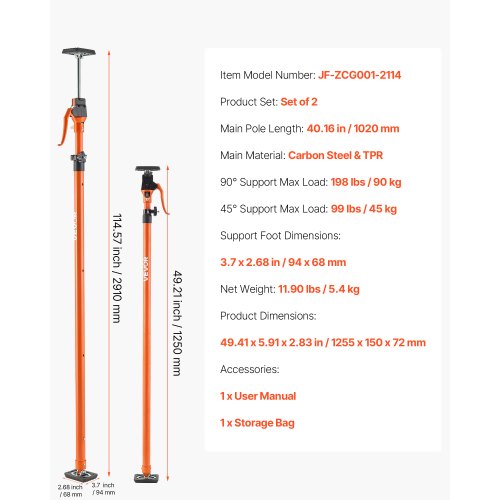 Cabinet Jack Support Pole 2Pack 4921146 Inch Steel Telescopic Quick