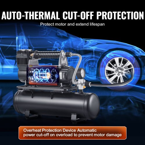 Heavy Duty Air Compressor 6L Tank 635CFM Portable Tire Inflator 150PSI