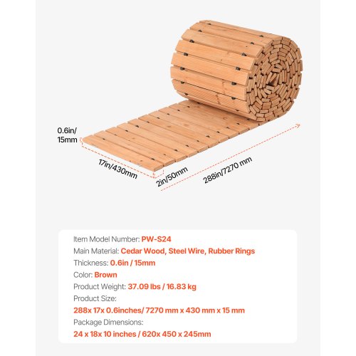 Wooden Garden Pathway 24 ft L x 17 in W NonSlip Straight Garden Walkway
