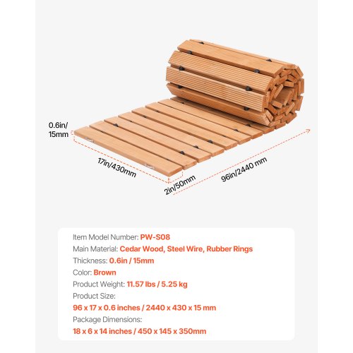 Wooden Garden Pathway 8 ft L x 17 in W NonSlip Straight Garden Walkway