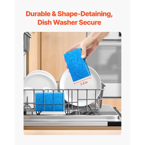 Sponges 12 Pcs Durable Natural Kitchen Sponges with Cellulose Scrub Pad