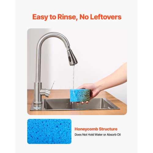 Sponges 12 Pcs Durable Natural Kitchen Sponges with Cellulose Scrub Pad
