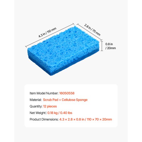 Sponges 12 Pcs Durable Natural Kitchen Sponges with Cellulose Scrub Pad