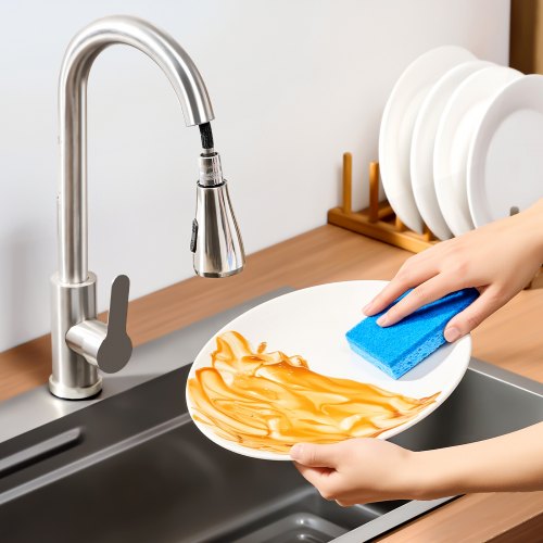 Sponges 12 Pcs Durable Natural Kitchen Sponges with Cellulose Scrub Pad