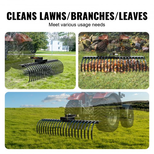 Tow Behind Landscape Rake 60 Tow Dethatcher with 21 Steel Coil Tines Lawn