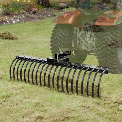 Tow Behind Landscape Rake 60 Tow Dethatcher with 21 Steel Coil Tines Lawn