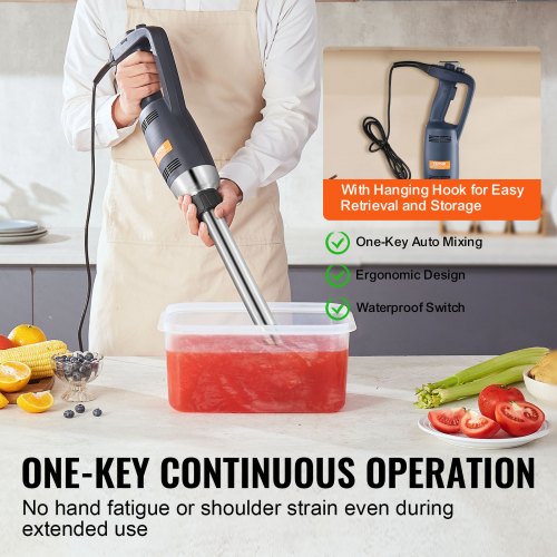 Commercial Immersion Blender 350W Heavy Duty Hand Mixer for Soup Sauces