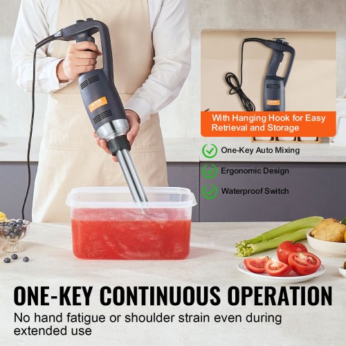 Commercial Immersion Blender 350W Heavy Duty Hand Mixer 12 inch Stepless