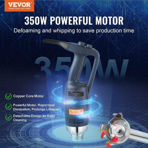 Commercial Immersion Blender 350W Heavy Duty Hand Mixer For Soup Sauces Vevor