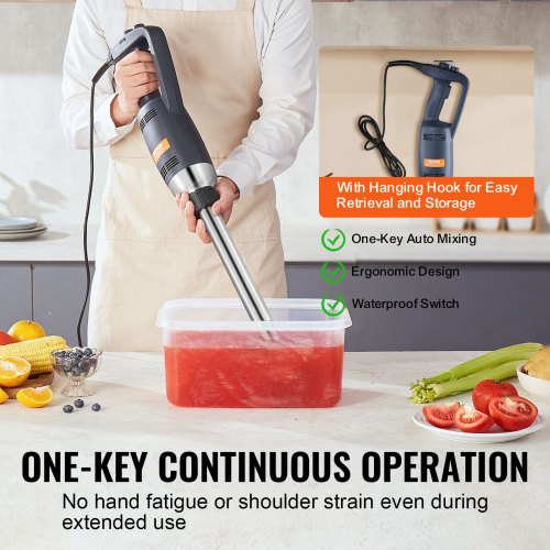 Commercial Immersion Blender 350W Heavy Duty Hand Mixer For Soup Sauces Vevor