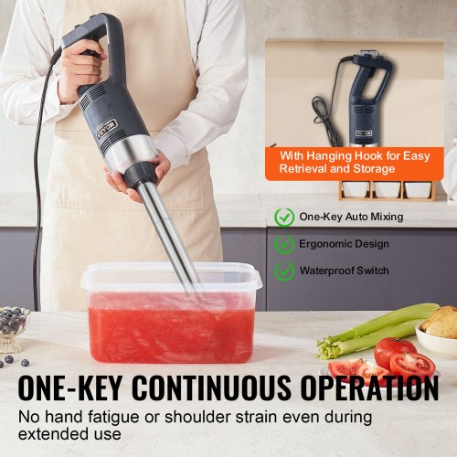 Commercial Immersion Blender 500W Heavy Duty Hand Mixer 16 inch Stepless