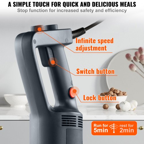 Commercial Immersion Blender 750W 16 Heavy Duty Hand Mixer Variable Speed