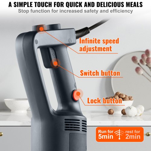 Commercial Immersion Blender 750W 12 Heavy Duty Hand Mixer Variable Speed