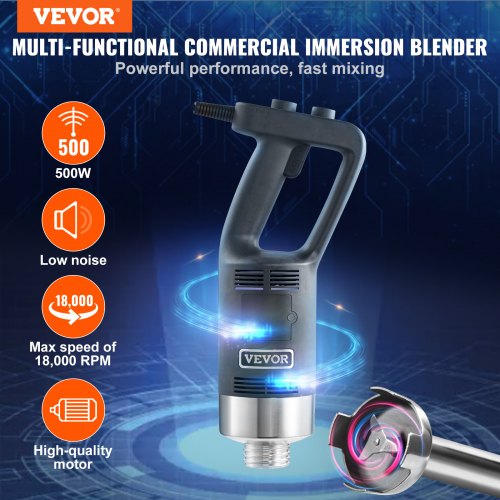 Commercial Immersion Blender 500 Watt Heavy Duty Hand Mixer Variable Speed