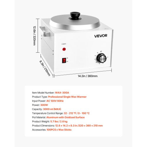 Single Pot Wax Warmer 3000ML 300W Professional Wax Warmer for Hair Removal