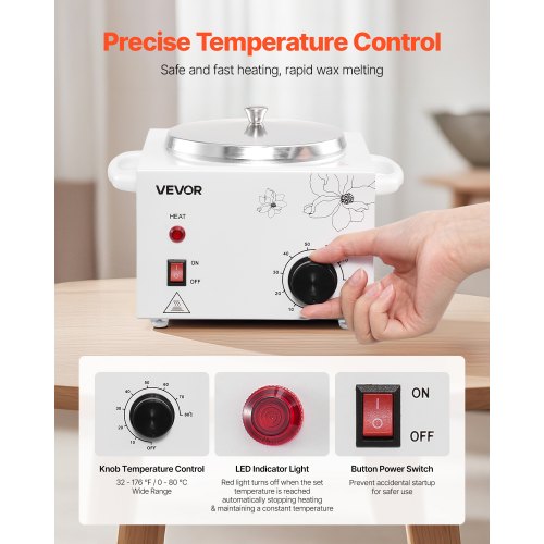 Single Wax Warmer 600ML Professional Wax Warmer for Hair Removal 32 to 176