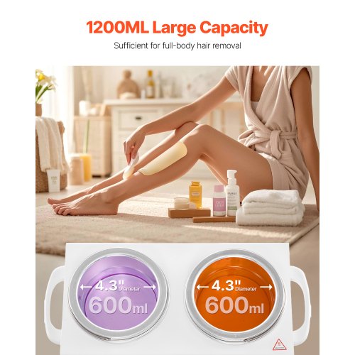 Double Wax Warmer 1200ML Professional Dual Wax Warmer for Hair Removal 32