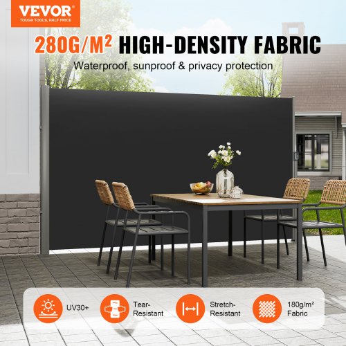 Retractable Side Awning 71x 118 Aluminum Outdoor Privacy Screen 280g